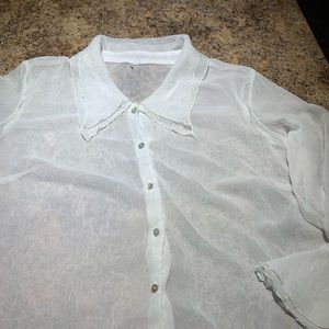 Very Sheer Button Front Plus Size Blouse